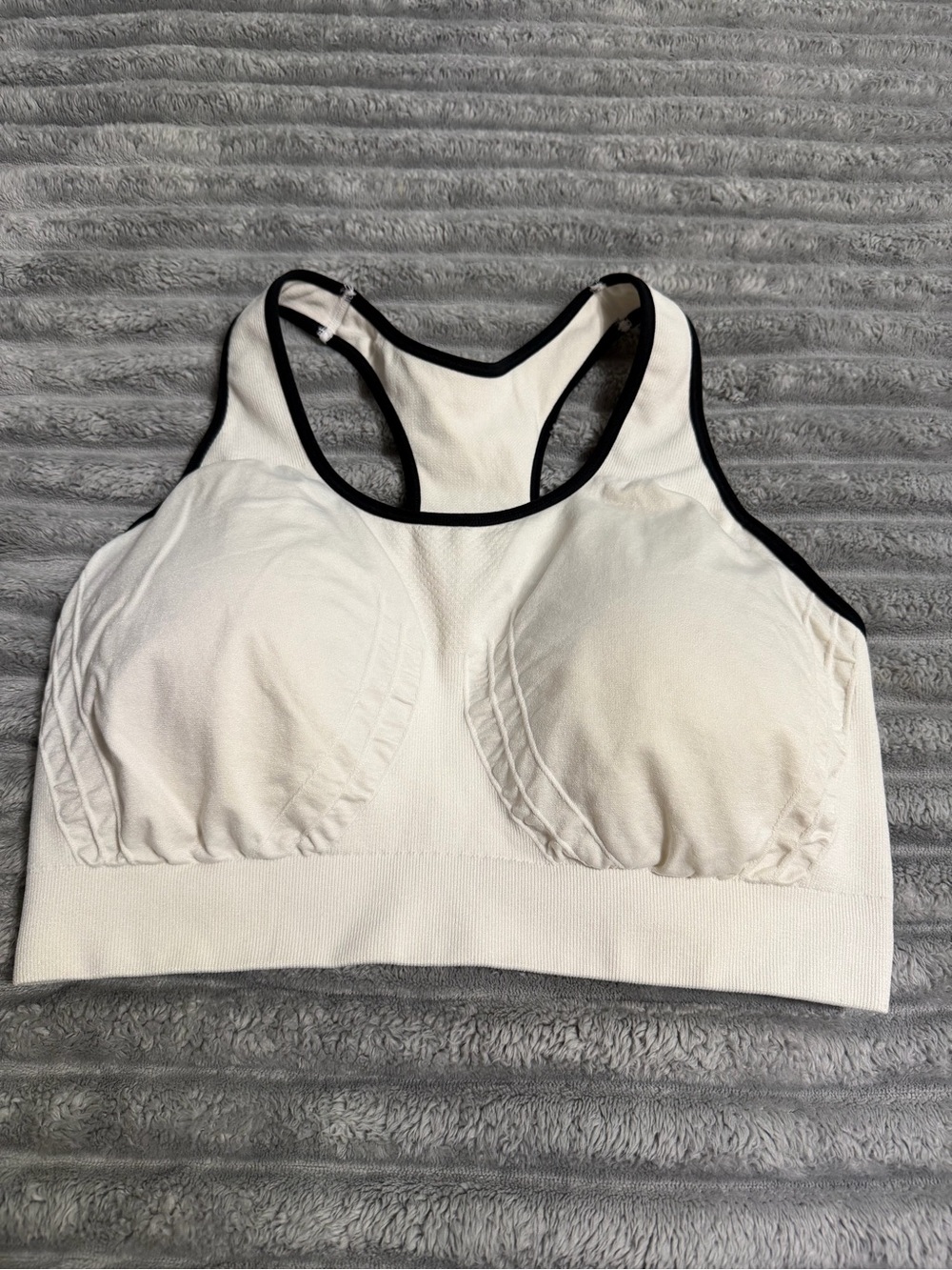 Truekind Seamless Cream Racerback Bra with Black Trim